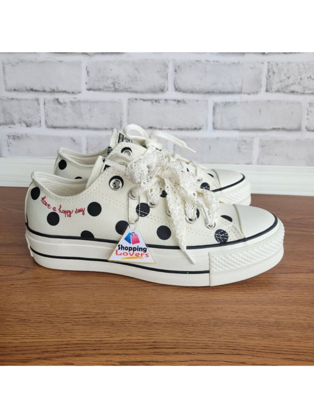 ❤️Chuck Taylor All Star Lift Platform Polka Dots 10 Women Shoes White A10689C❤️ - Picture 9 of 14
